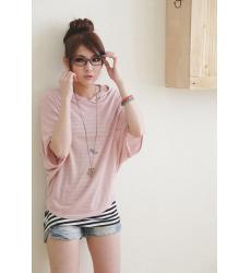 【QQT208829】时尚休闲纯色戴帽T恤